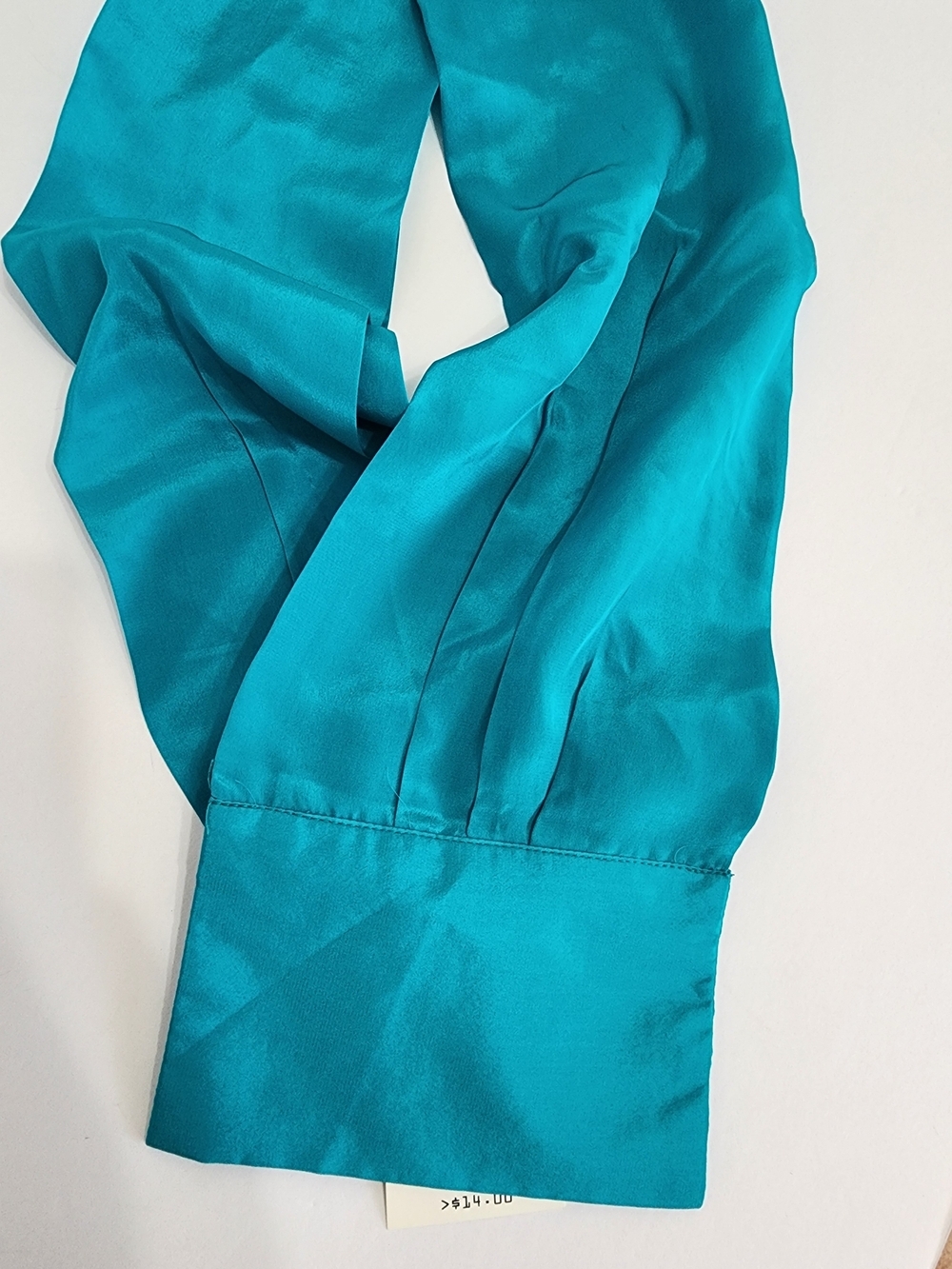 NWT Vintage 100% Silk Turquoise Scarf Dickey Tuck In Lot 4302 FLAW READ DESC - Picture 4 of 9